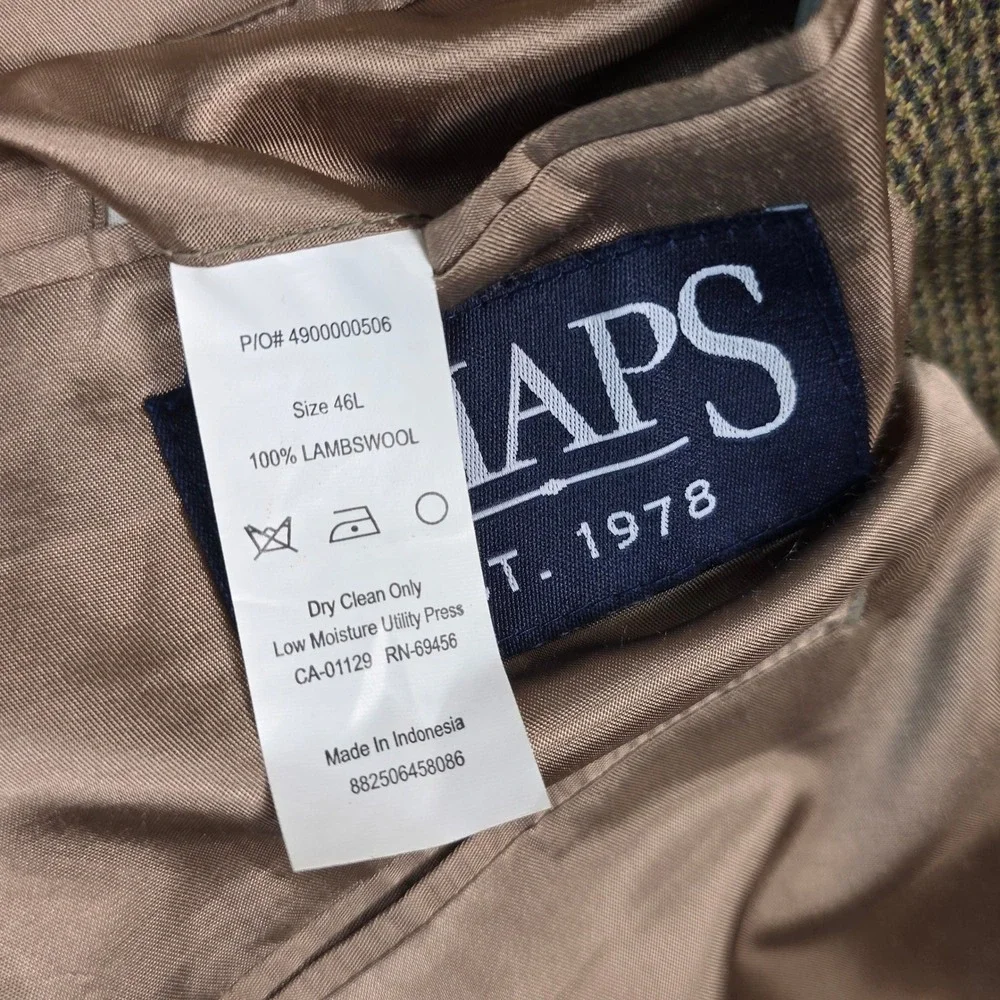 Chaps Blazer Mens 46L Lambswool Tan Birdseye Tweed Sport‎ Coat Classic Academic
